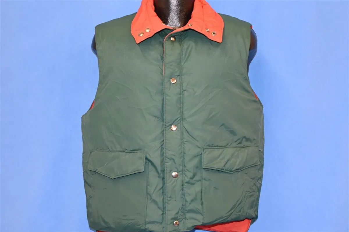 80s Swell-Wear Green Orange Reversible Puffy Ski Vest Medium