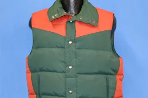 80s Swell-Wear Green Orange Reversible Puffy Ski Vest Medium