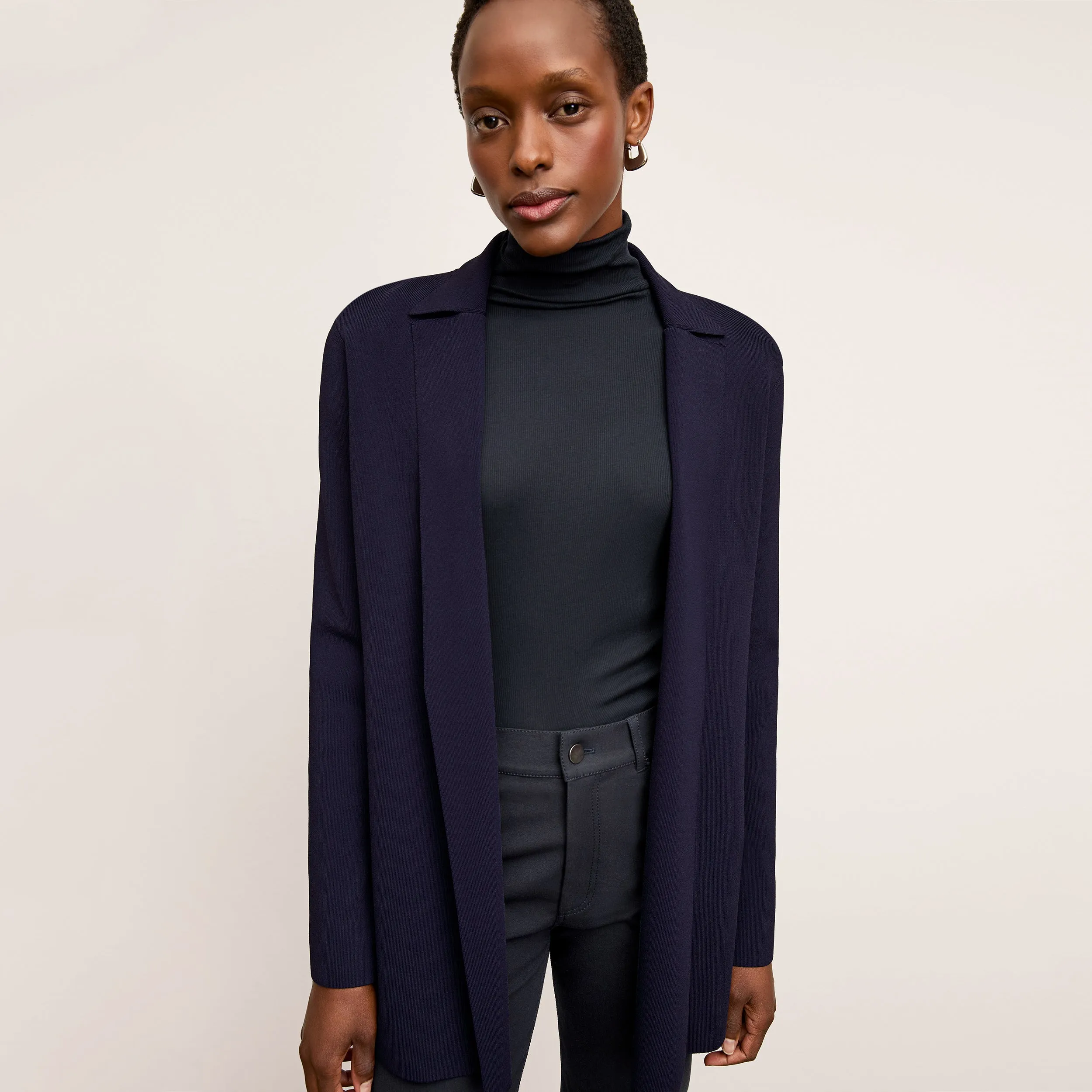 Axam Layering Turtleneck - Organic Ribbed Pima Cotton :: Dark Navy