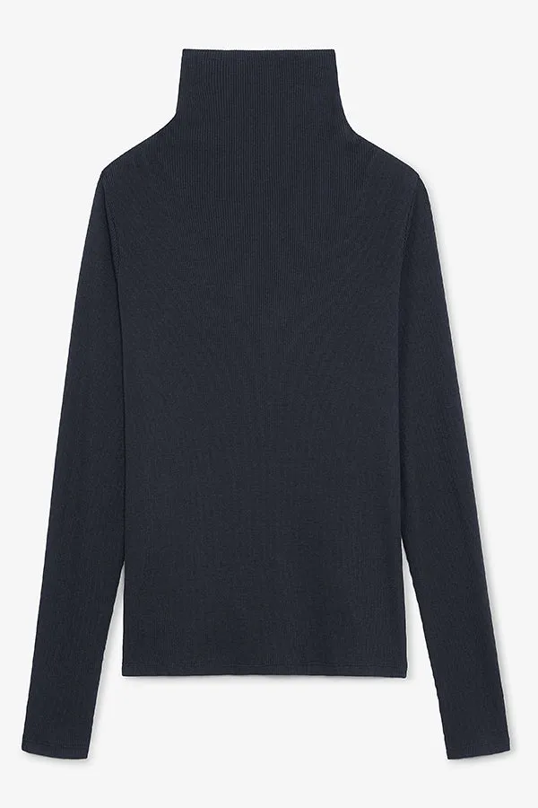 Axam Layering Turtleneck - Organic Ribbed Pima Cotton :: Dark Navy