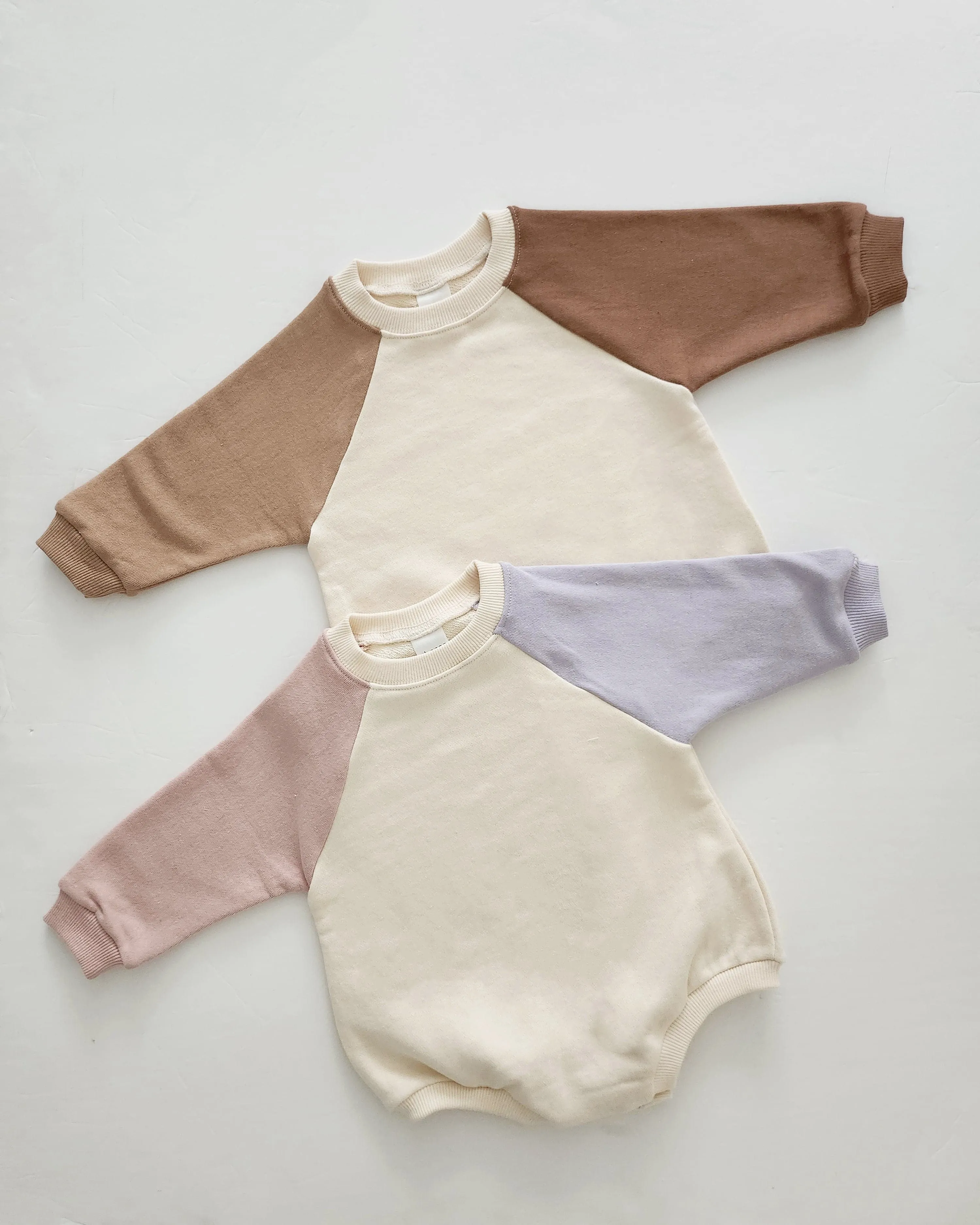 Baby Colorblock Sweatshirt Romper (3-24m) - Pink