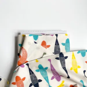 Birch Organic Fabric : Just for Fun - Playing Koi Bright Multi