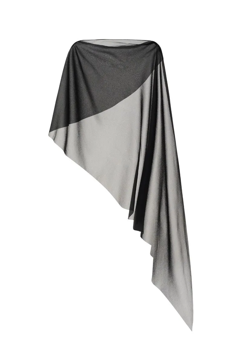 BLACK ASYMMETRIC SEE-THROUGH CAPE