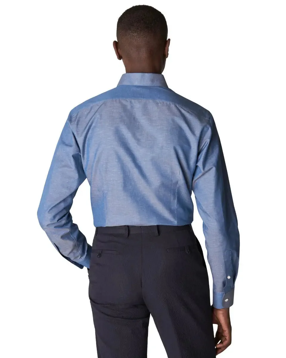 Blue Wrinkle-Free Cotton Linen Slim Fit Shirt