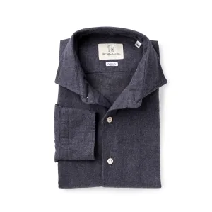 Brushed cotton spread collar shirt in Midnight