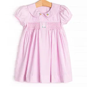 Bunny Field Fun Embroidered Dress, Pink