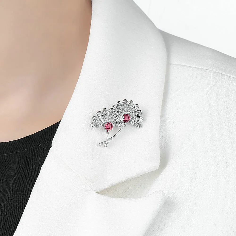 Cherry Blossom Garnet Diamante Pin Brooch