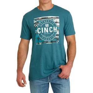 Cinch Men's Teal Aztec Logo Tee