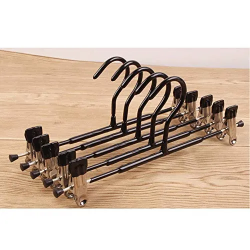 CmfwaMedsr Adjustable Non-Slip Rubber Clip Hanger,Space Saving Durable Skirt Trouser Coat Clothes Hangers-Black 50 Pack