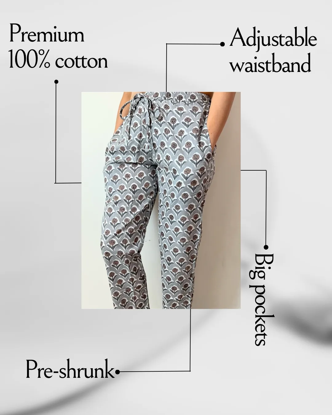 Cotton Pajama Pants Women - Earthy Elegance