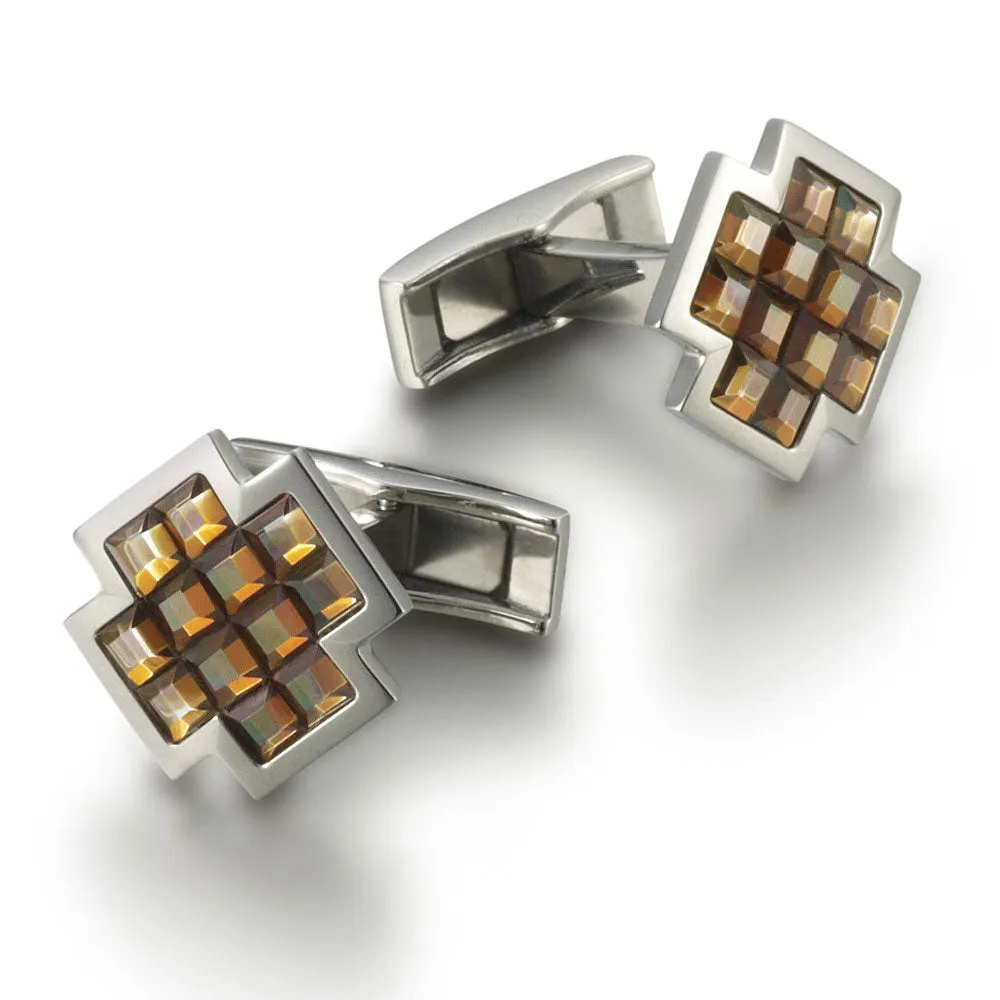 Dalvey SIGNATURE CRUX CUFFLINKS Swarovski Copper