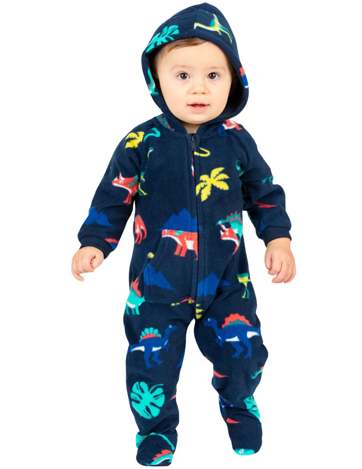 Dinosaur Kingdom Infant Hoodie Fleece Onesie