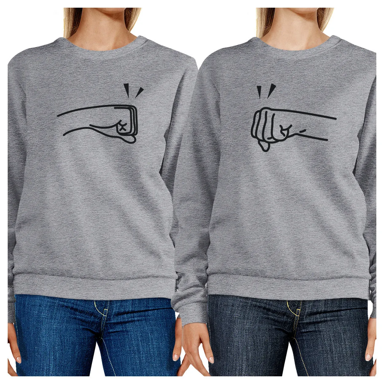 Fists Pound BFF Matching Grey Sweatshirts