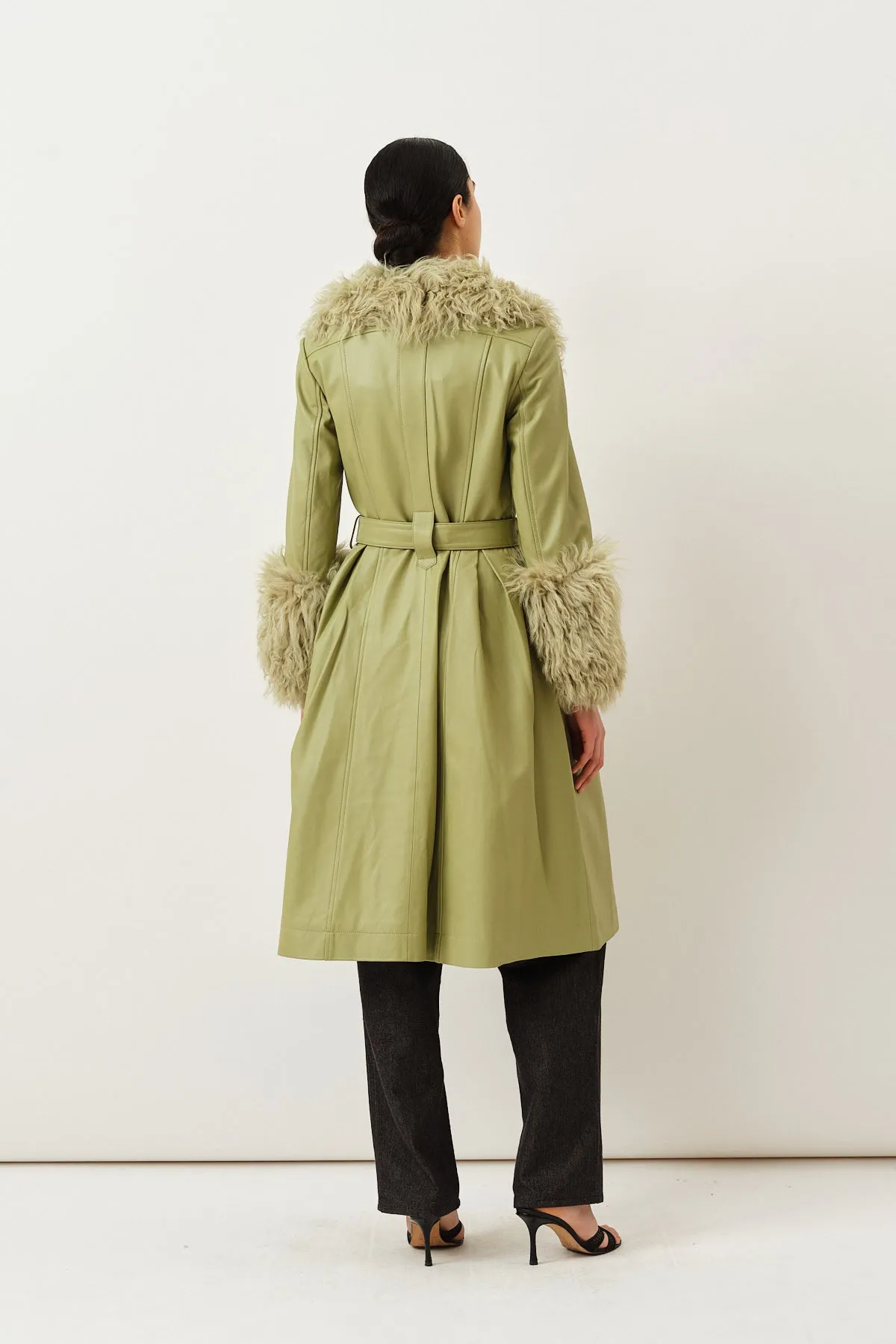 Foxy Shearling Coat — Sage