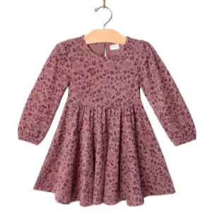 Girls Twirl Dress- Combed Jersey: Plum Birds