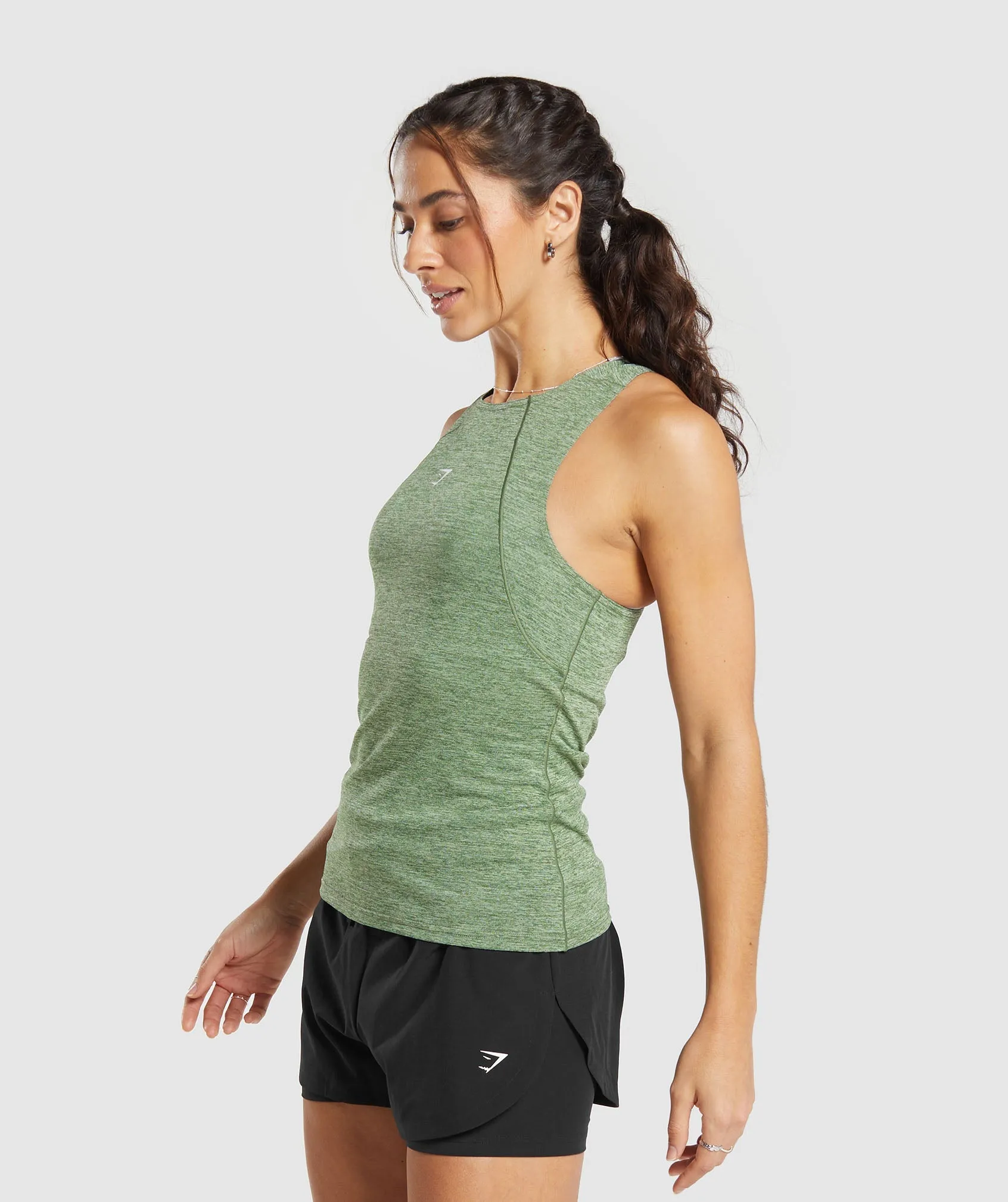 Gymshark Running Tank - Force Green/Faded Green Marl