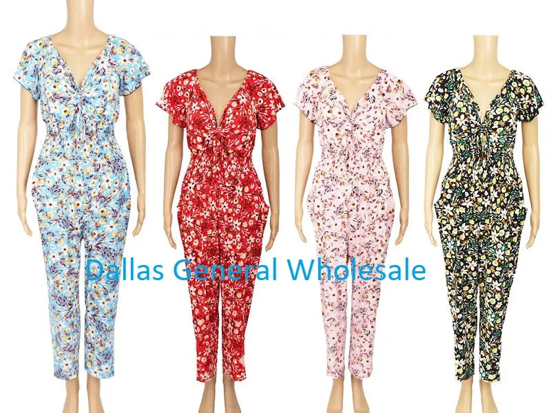 Ladies Cute Floral Jumpsuits Wholesale