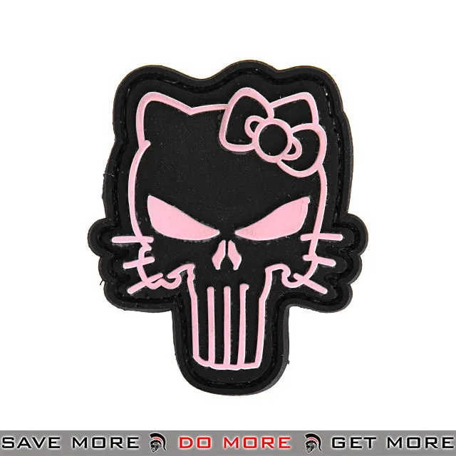 Lancer Tactical Velcro Morale Patch AC-110B - PVC Punisher Kitty, Pink & Black