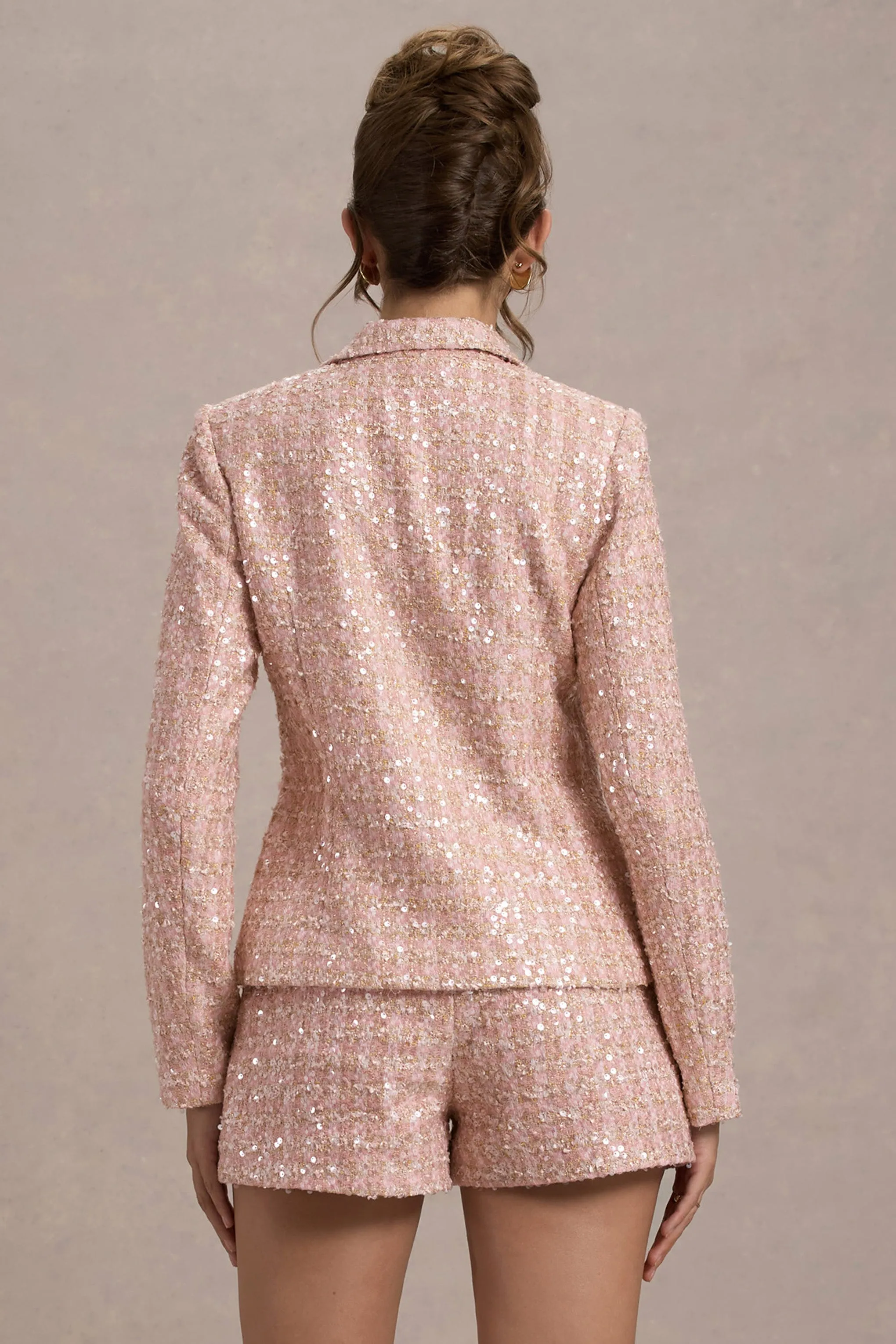 Marena | Pink Boucle Tailored Blazer