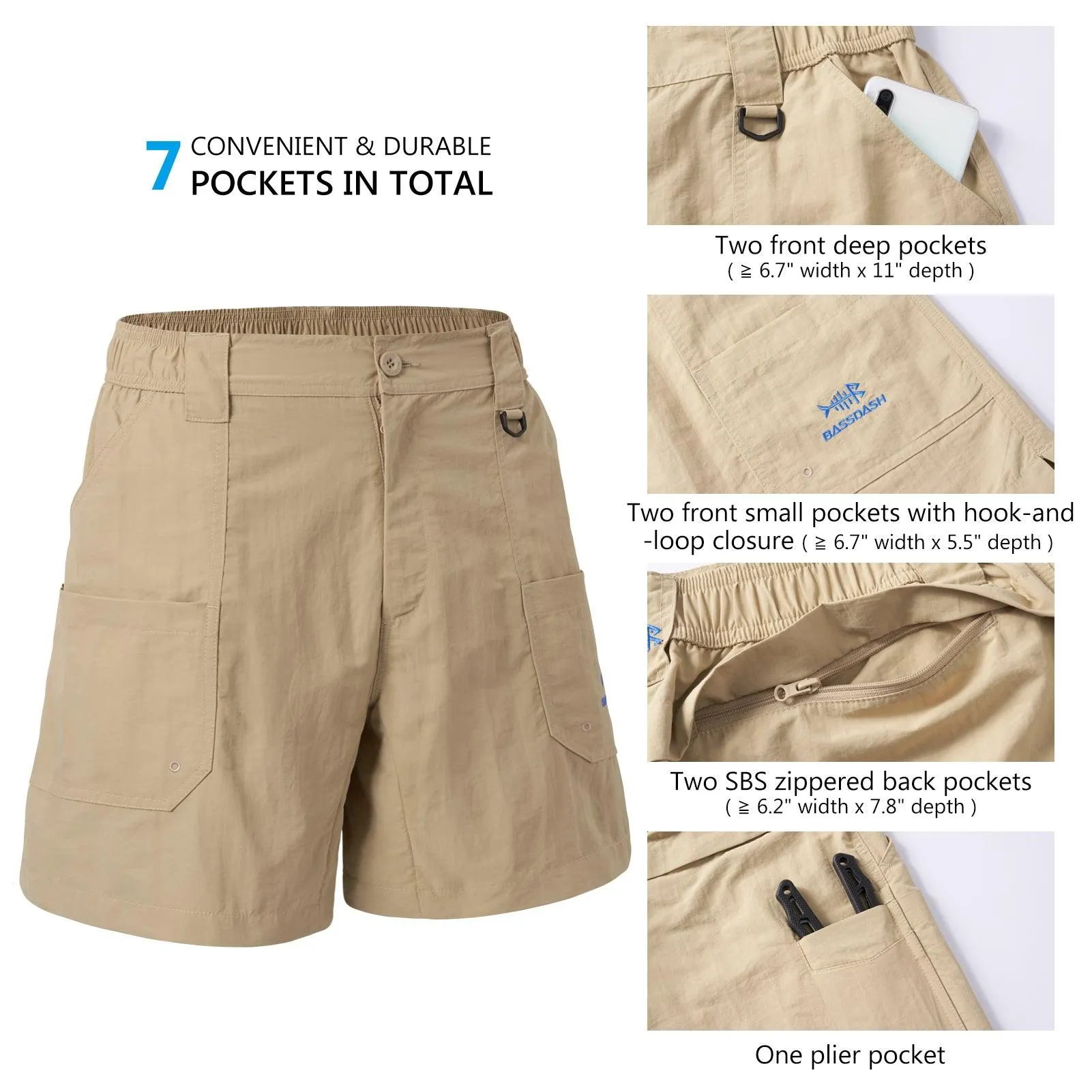 Men's 8in Quick Dry Water Resistant UPF 50  Shorts