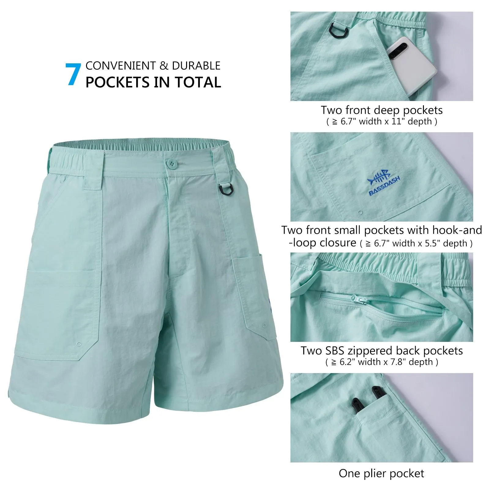 Men's 8in Quick Dry Water Resistant UPF 50  Shorts