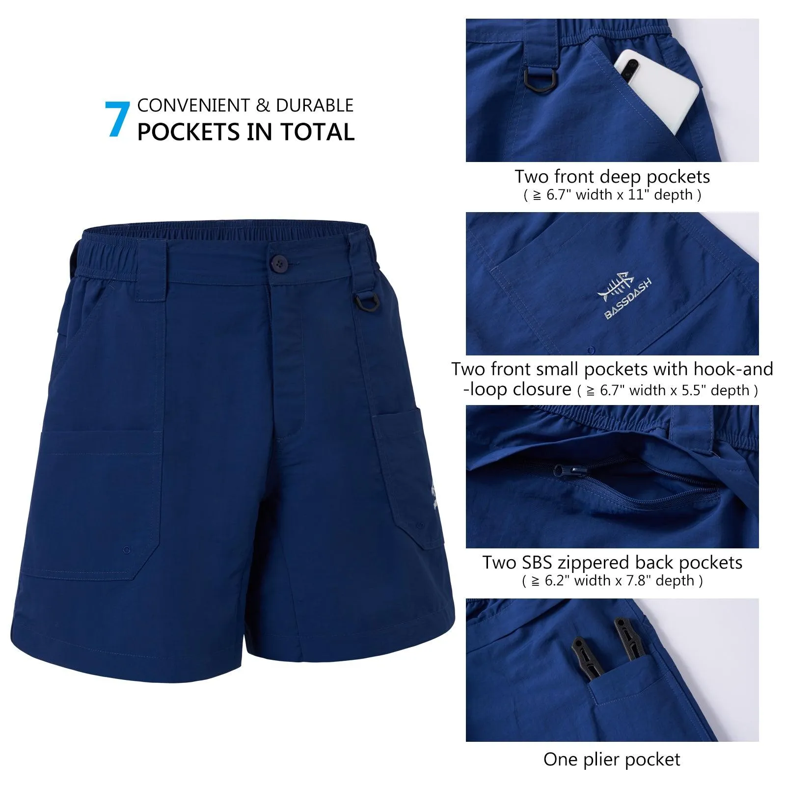 Men's 8in Quick Dry Water Resistant UPF 50  Shorts