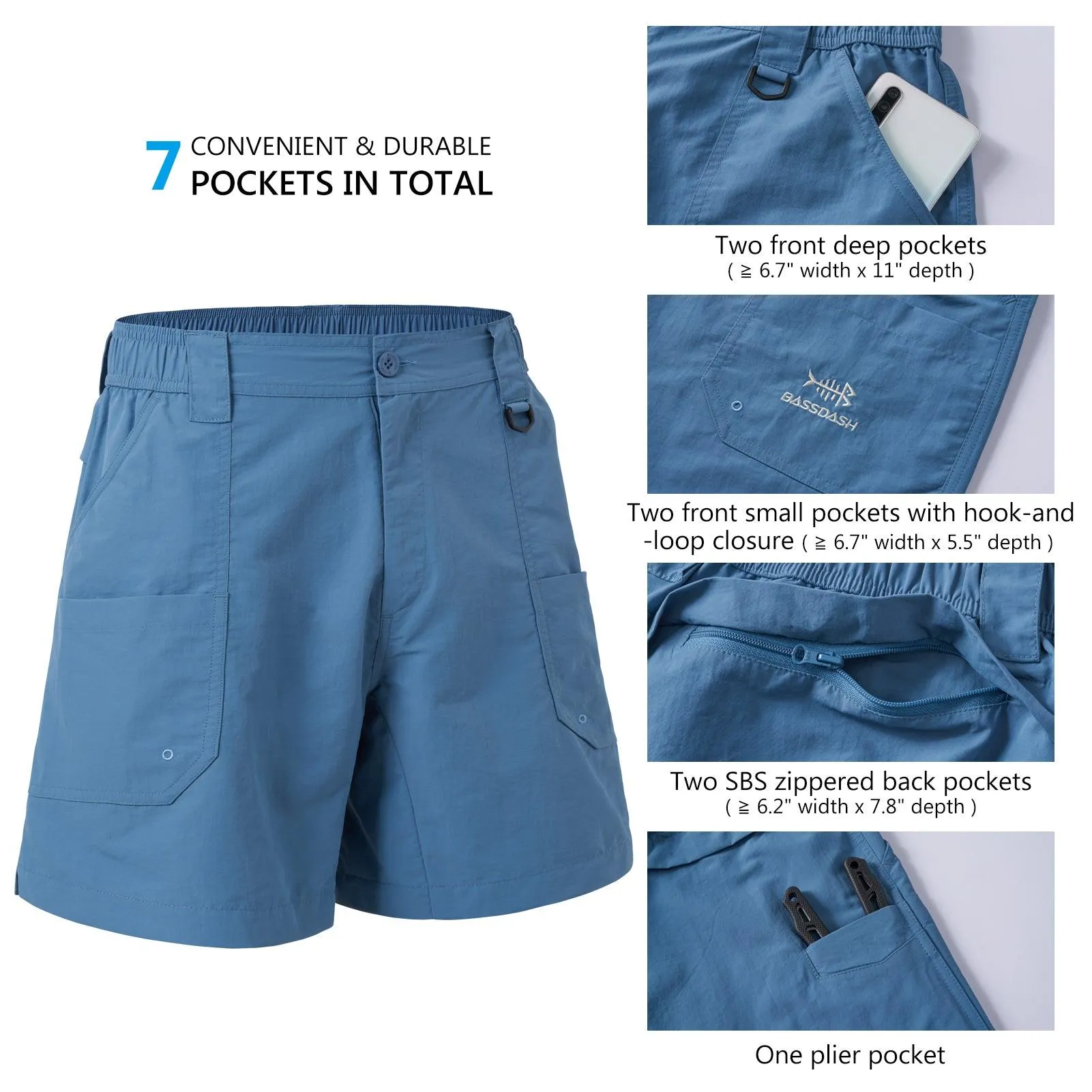 Men's 8in Quick Dry Water Resistant UPF 50  Shorts