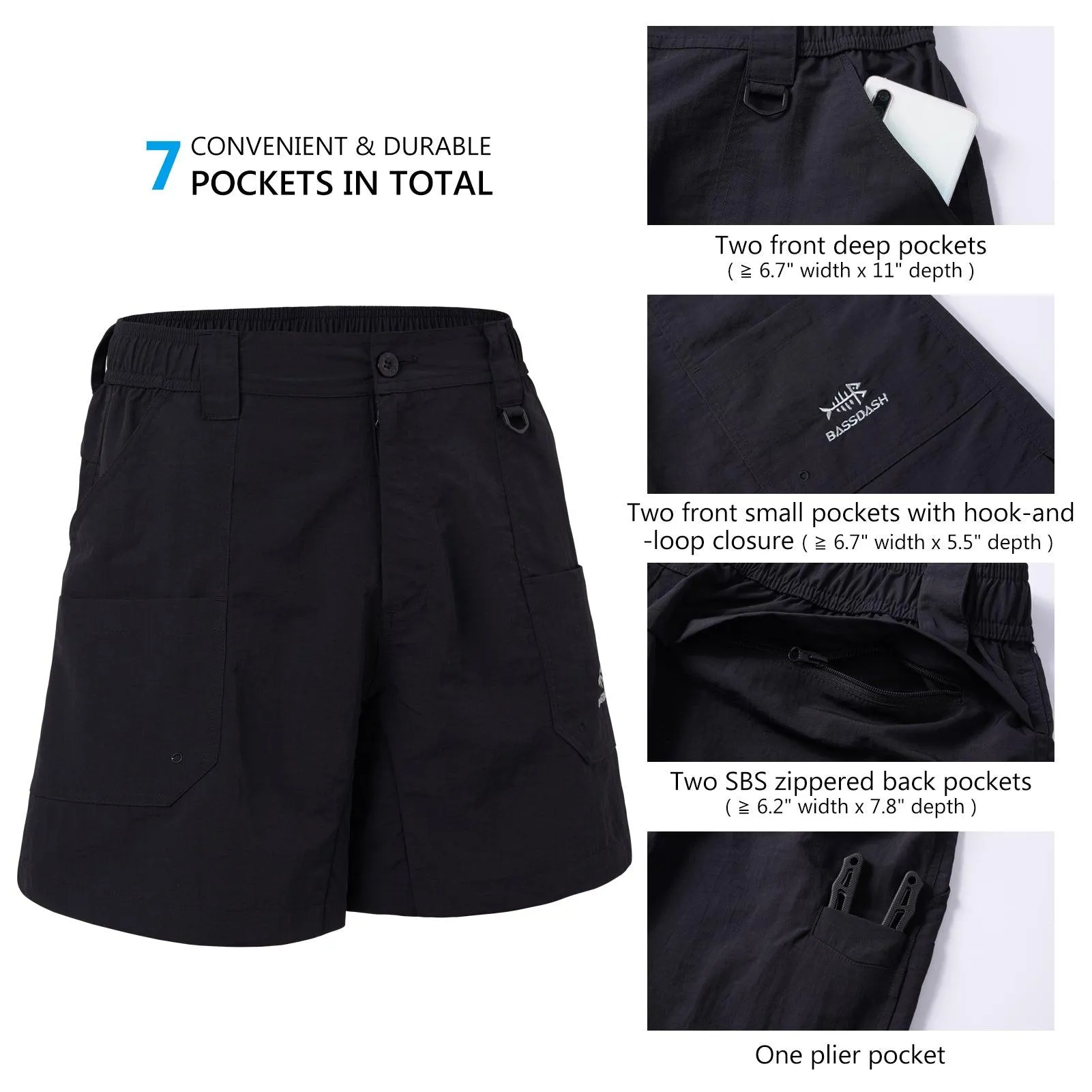 Men's 8in Quick Dry Water Resistant UPF 50  Shorts