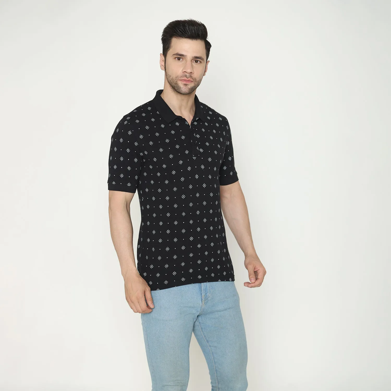 Men's Printed Half Sleeves Tees - Black