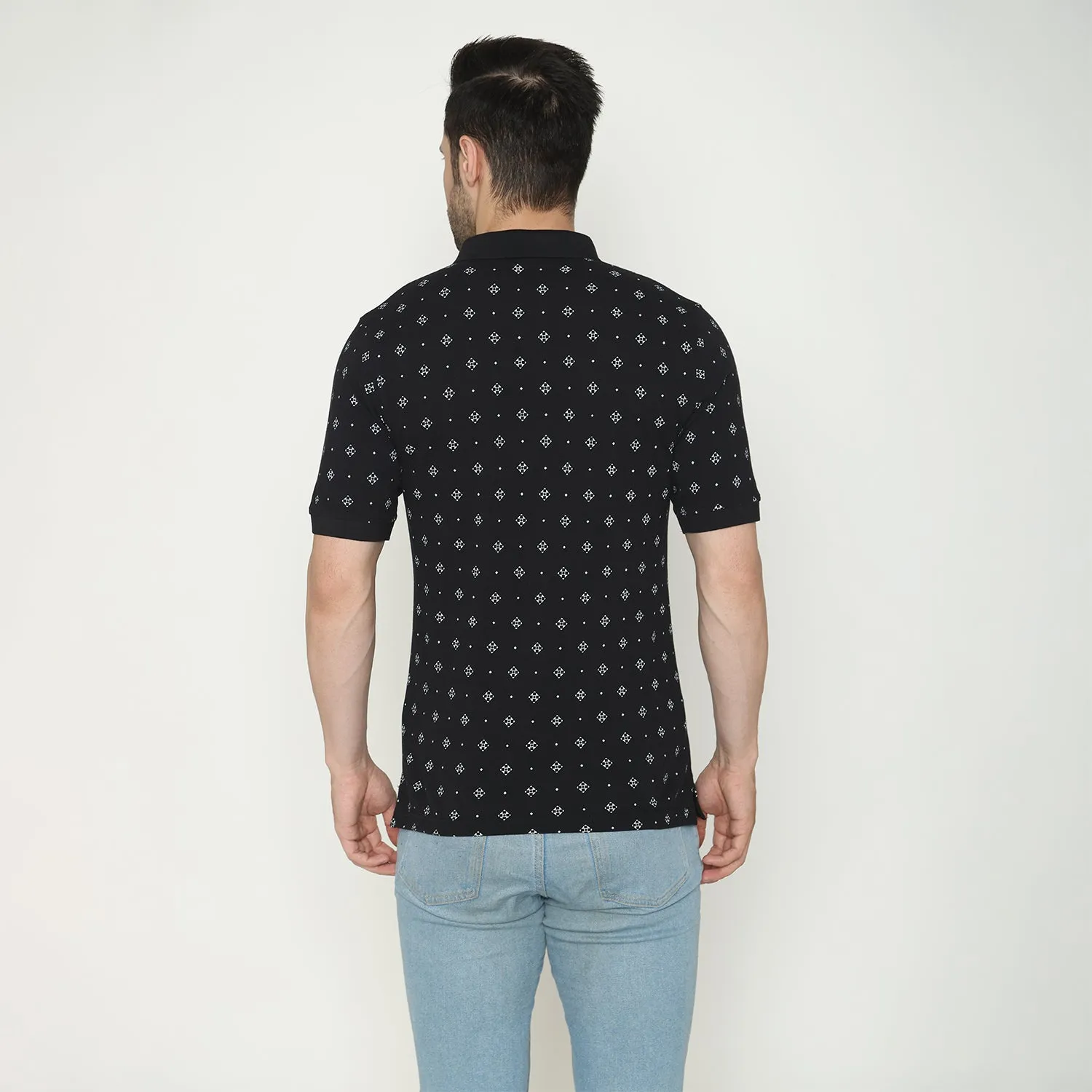 Men's Printed Half Sleeves Tees - Black