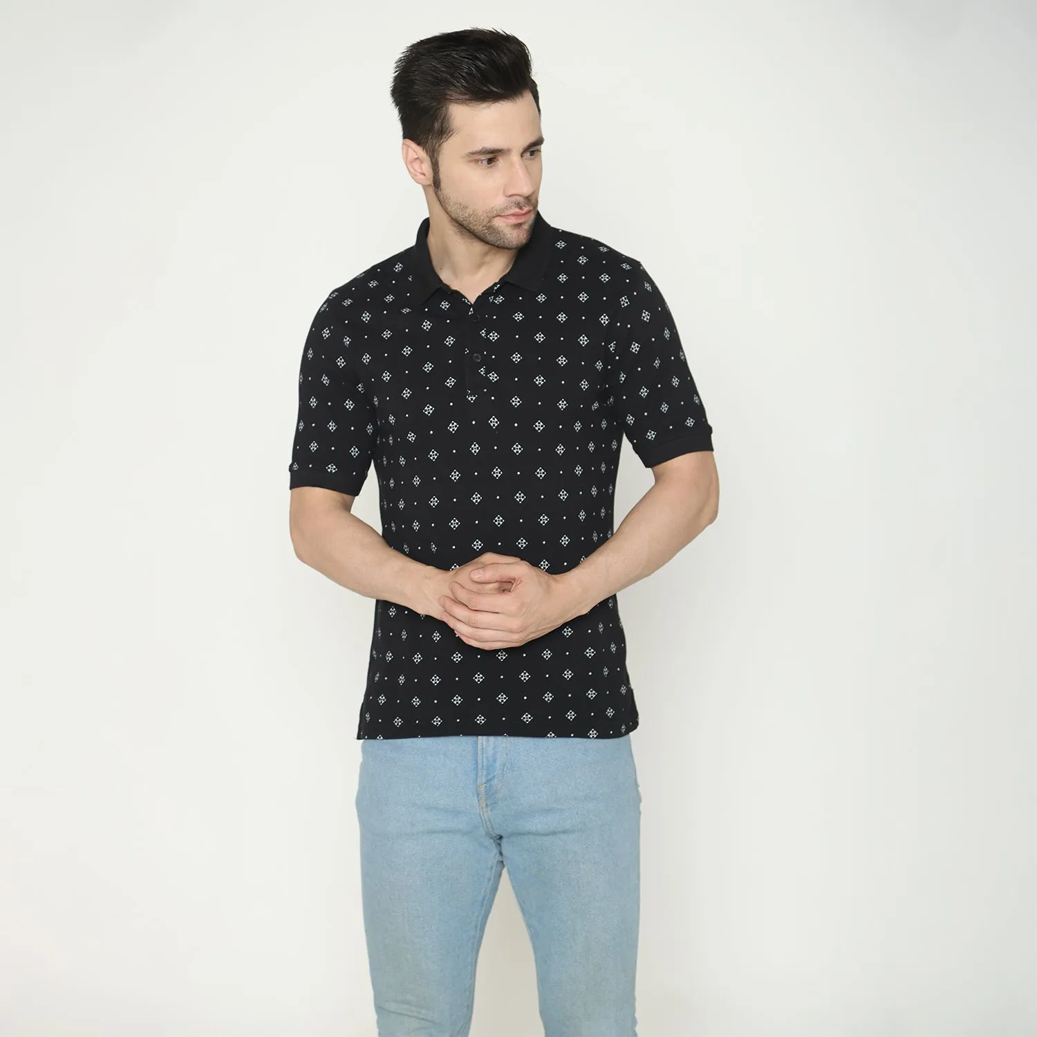 Men's Printed Half Sleeves Tees - Black