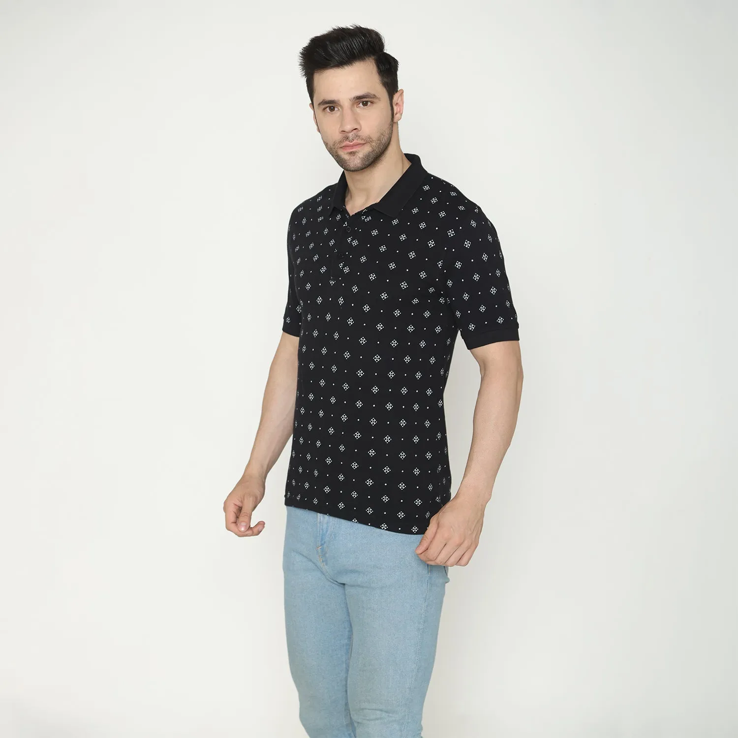 Men's Printed Half Sleeves Tees - Black