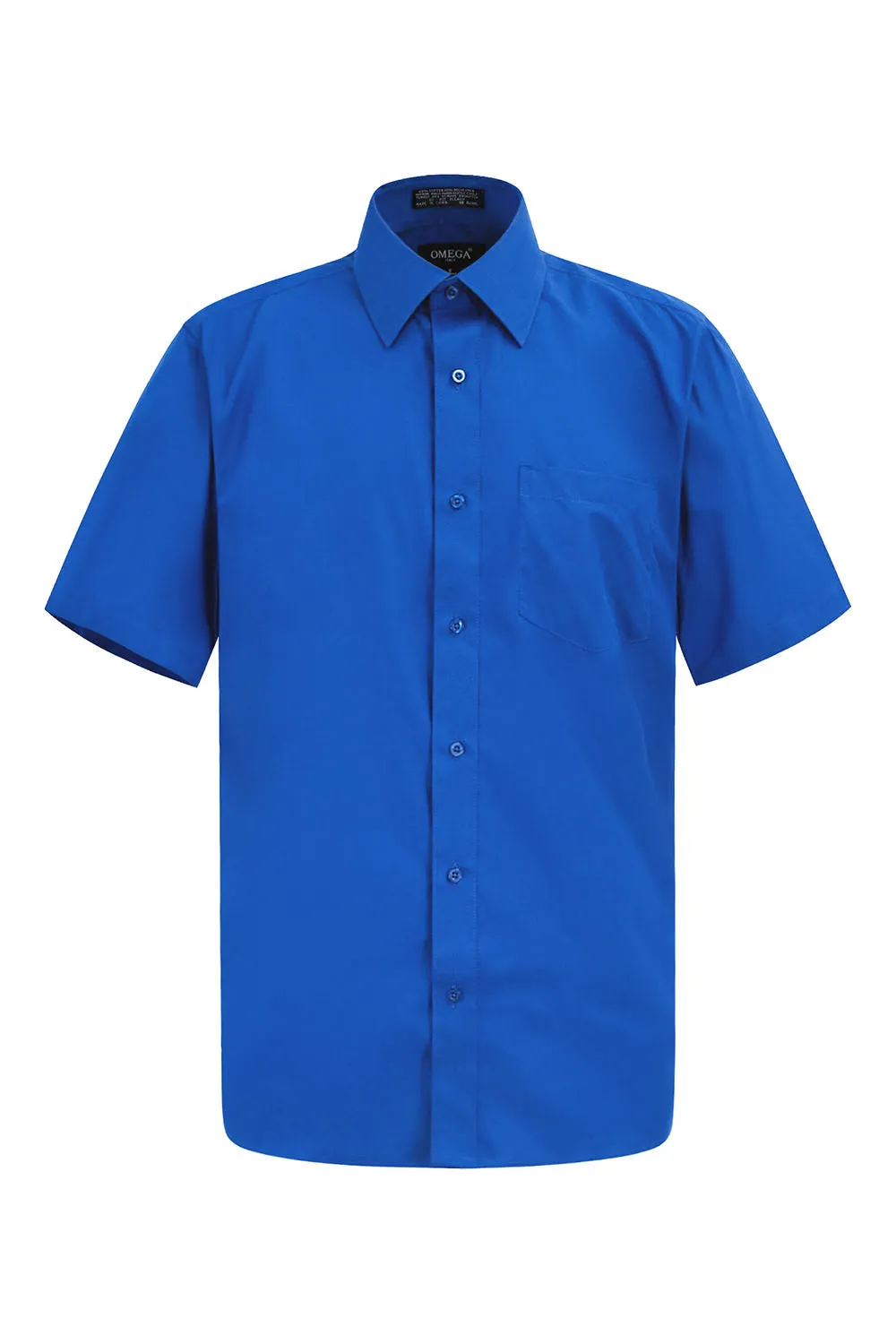 Men's Regular Fit Short Sleeve Solid Color Dress Shirts (Royal blue)