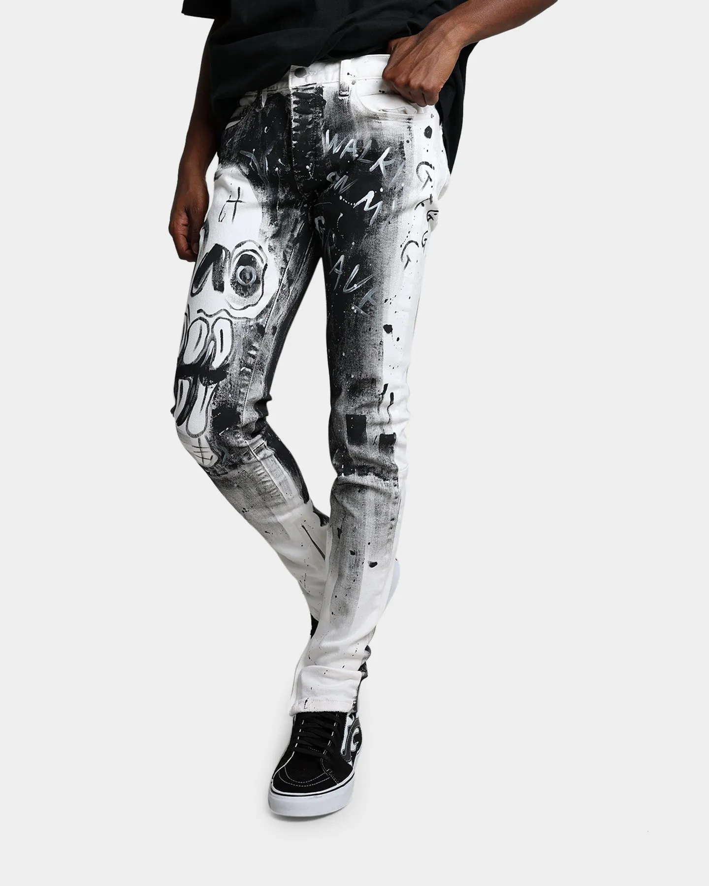 MNML M189 Slim Denim Pants Tu White