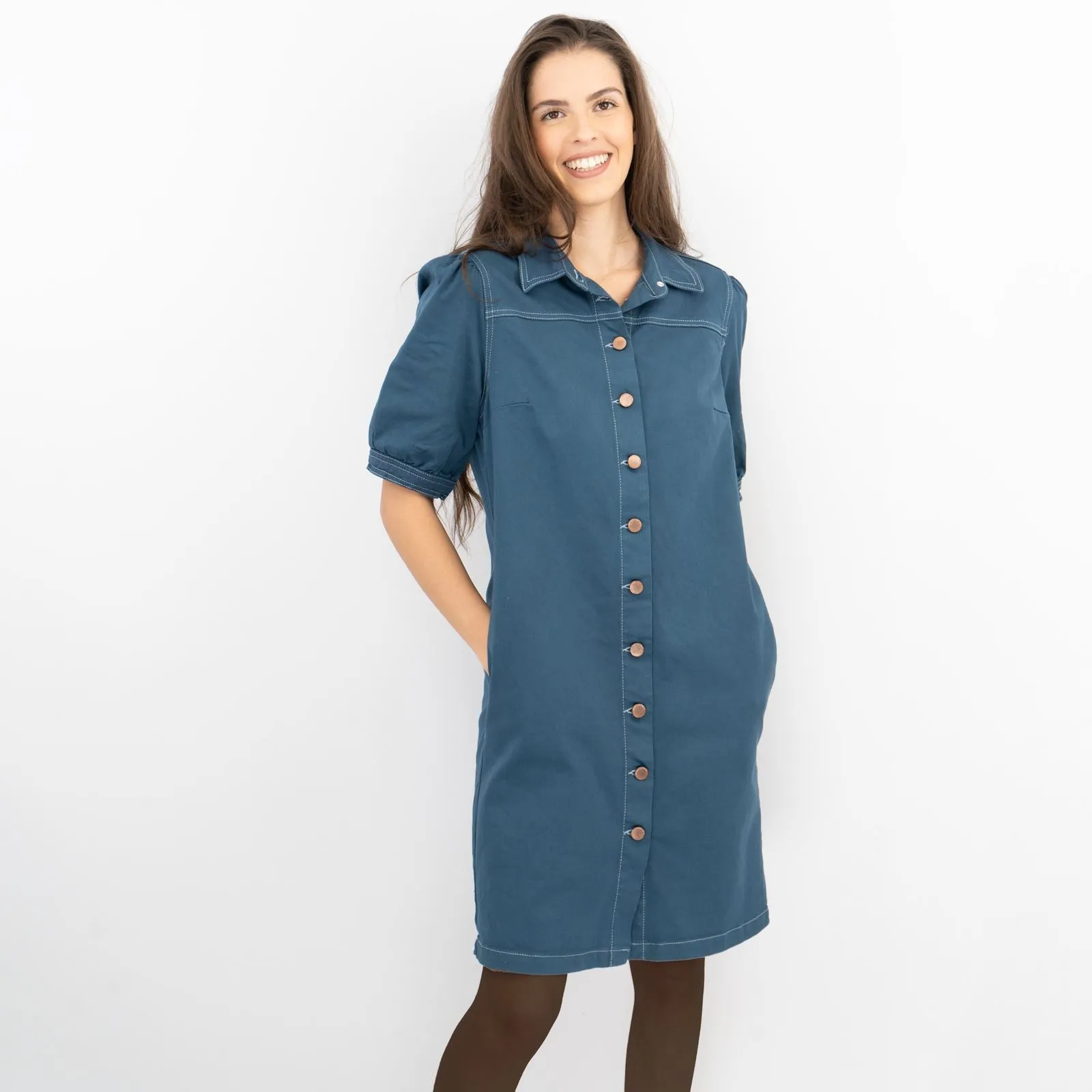 Monsoon Denim Shirt Dress Blue