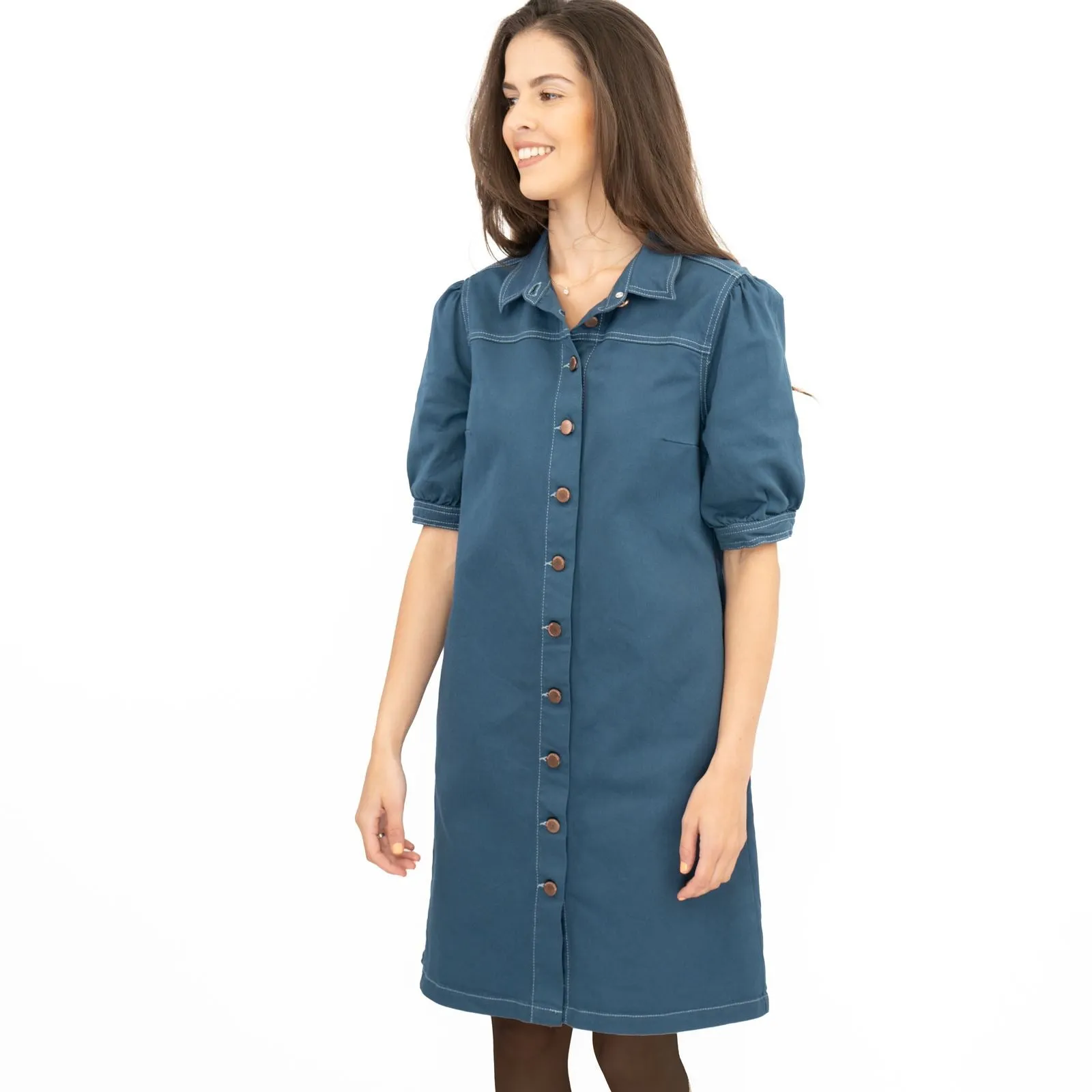 Monsoon Denim Shirt Dress Blue