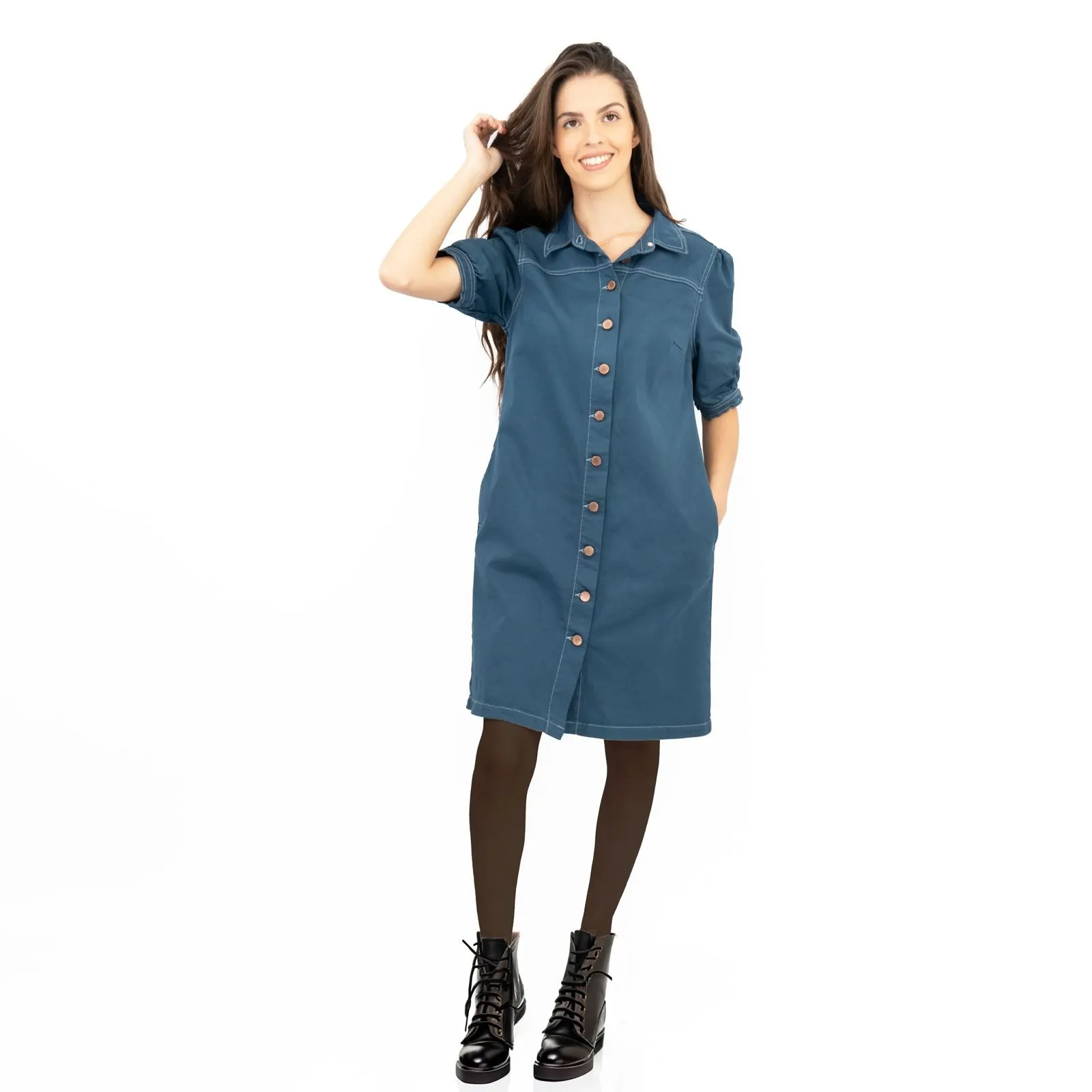 Monsoon Denim Shirt Dress Blue