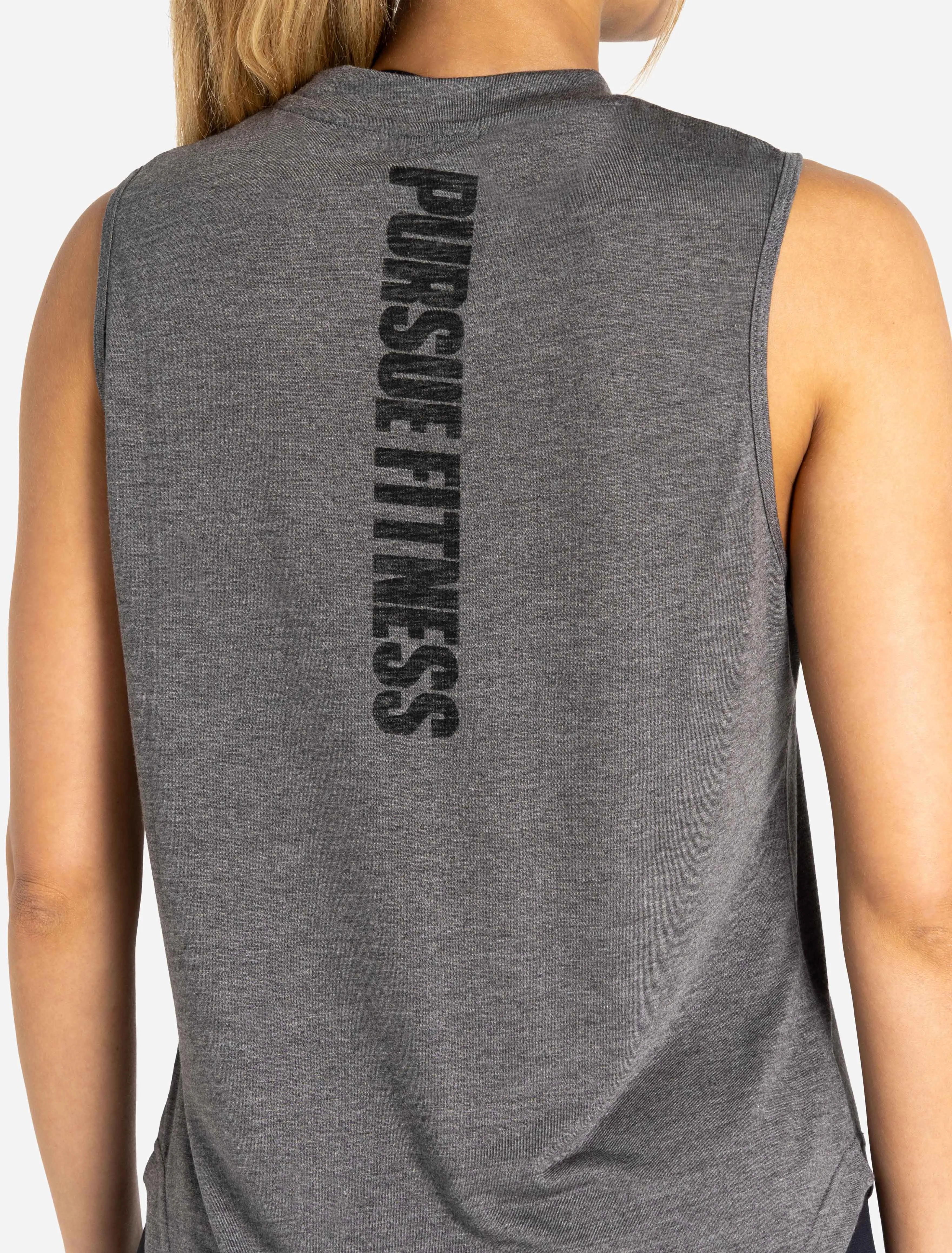 Oversized Graphic Tank - Charcoal Black