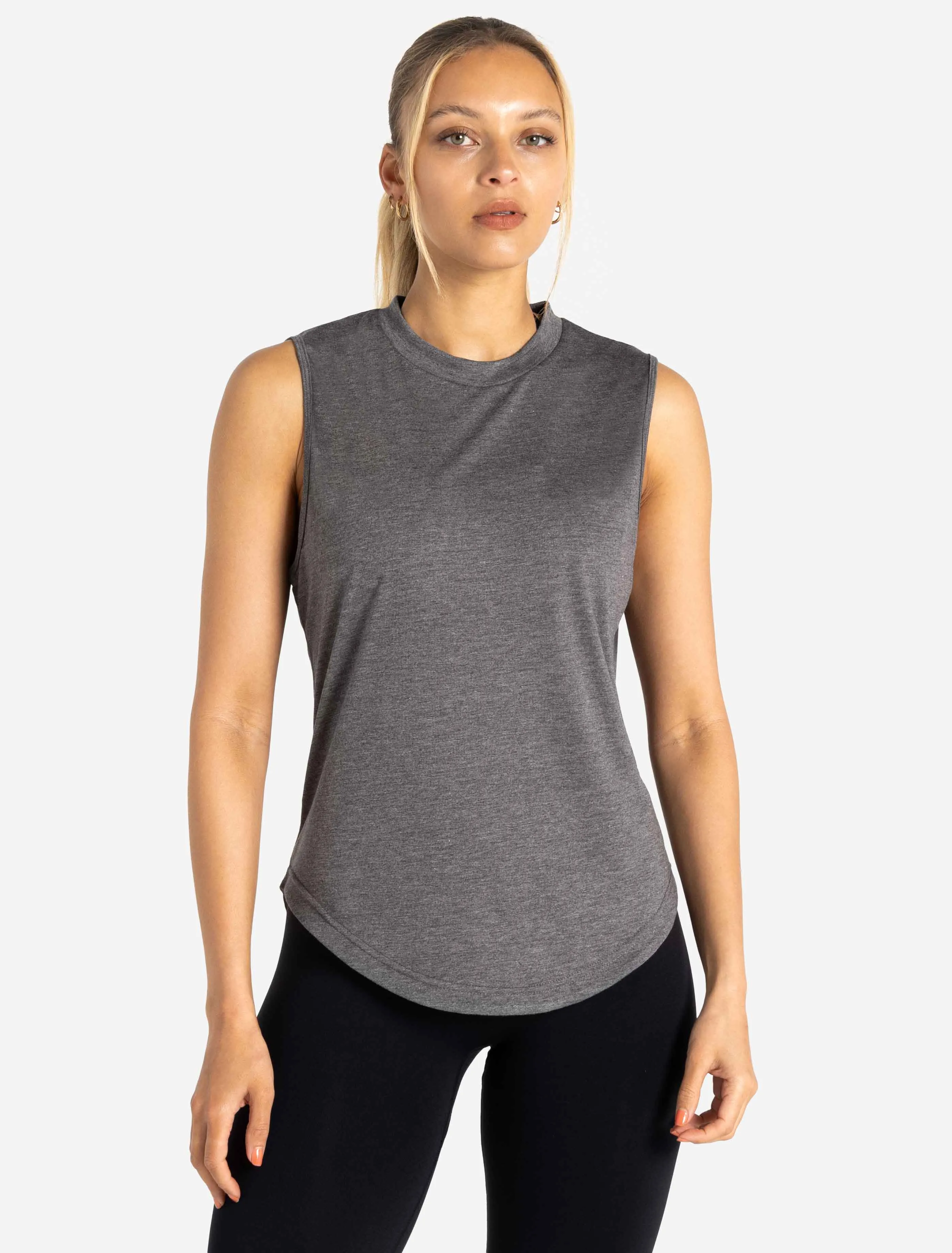 Oversized Graphic Tank - Charcoal Black