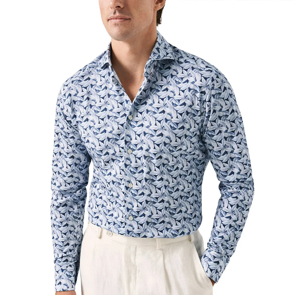 Palm Print Cotton Four-Way Stretch Shirt