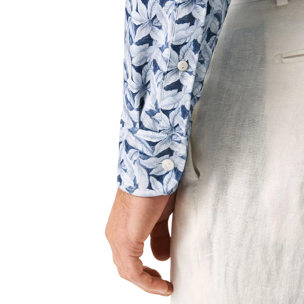 Palm Print Cotton Four-Way Stretch Shirt