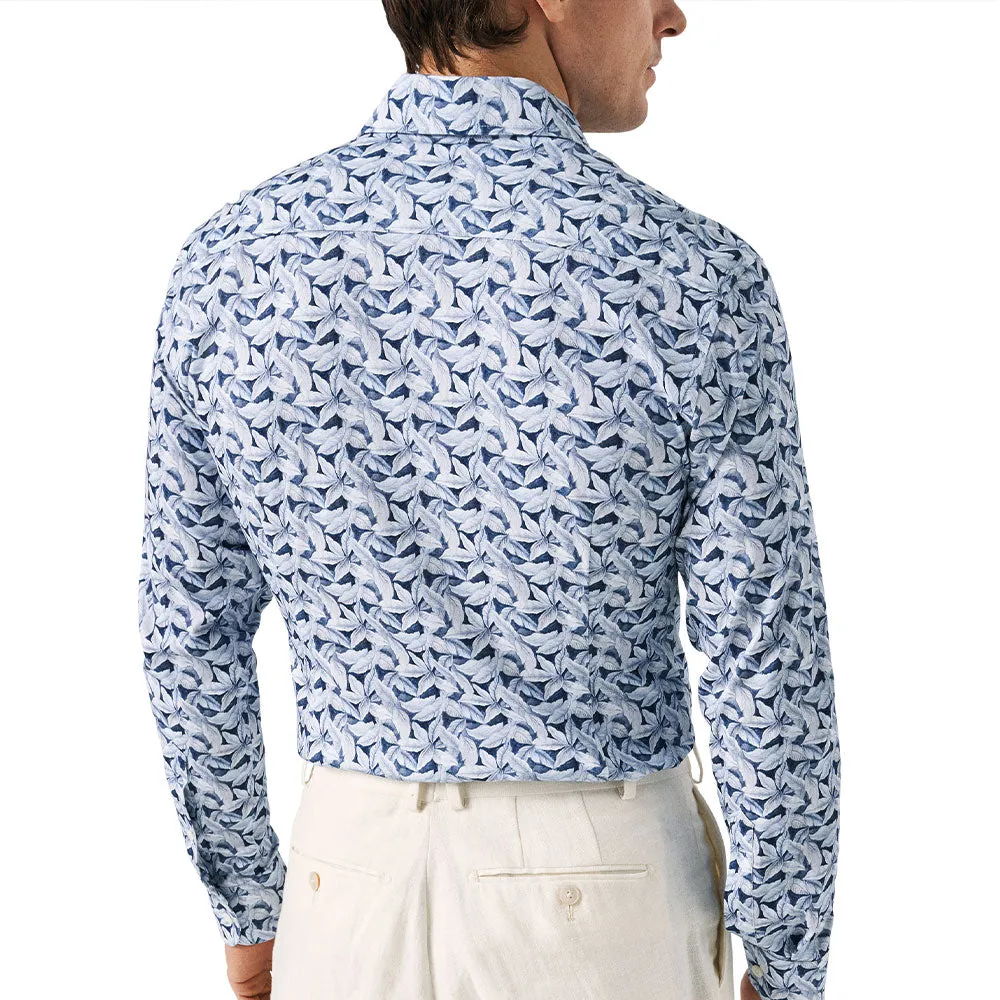 Palm Print Cotton Four-Way Stretch Shirt