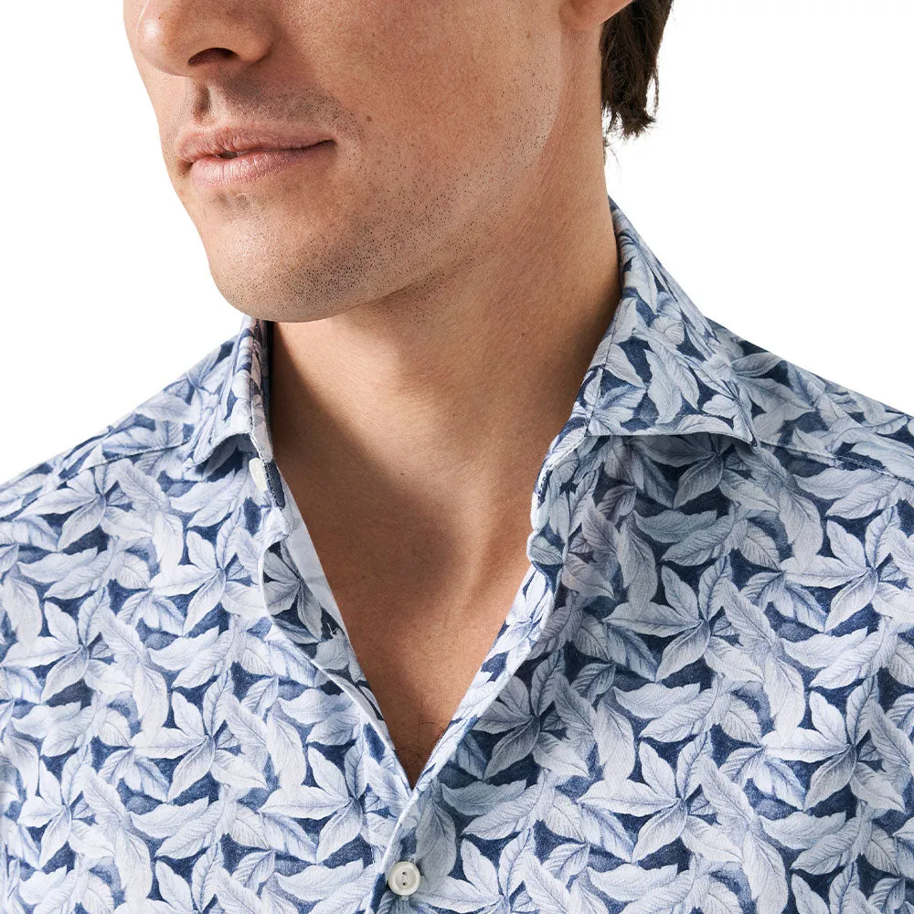 Palm Print Cotton Four-Way Stretch Shirt