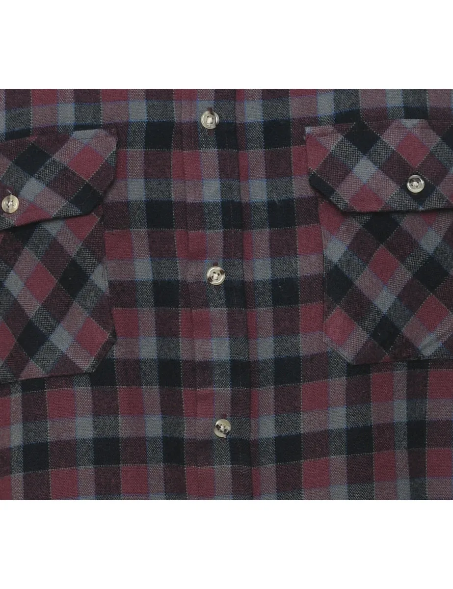 Plum & Grey Checked Shirt - L