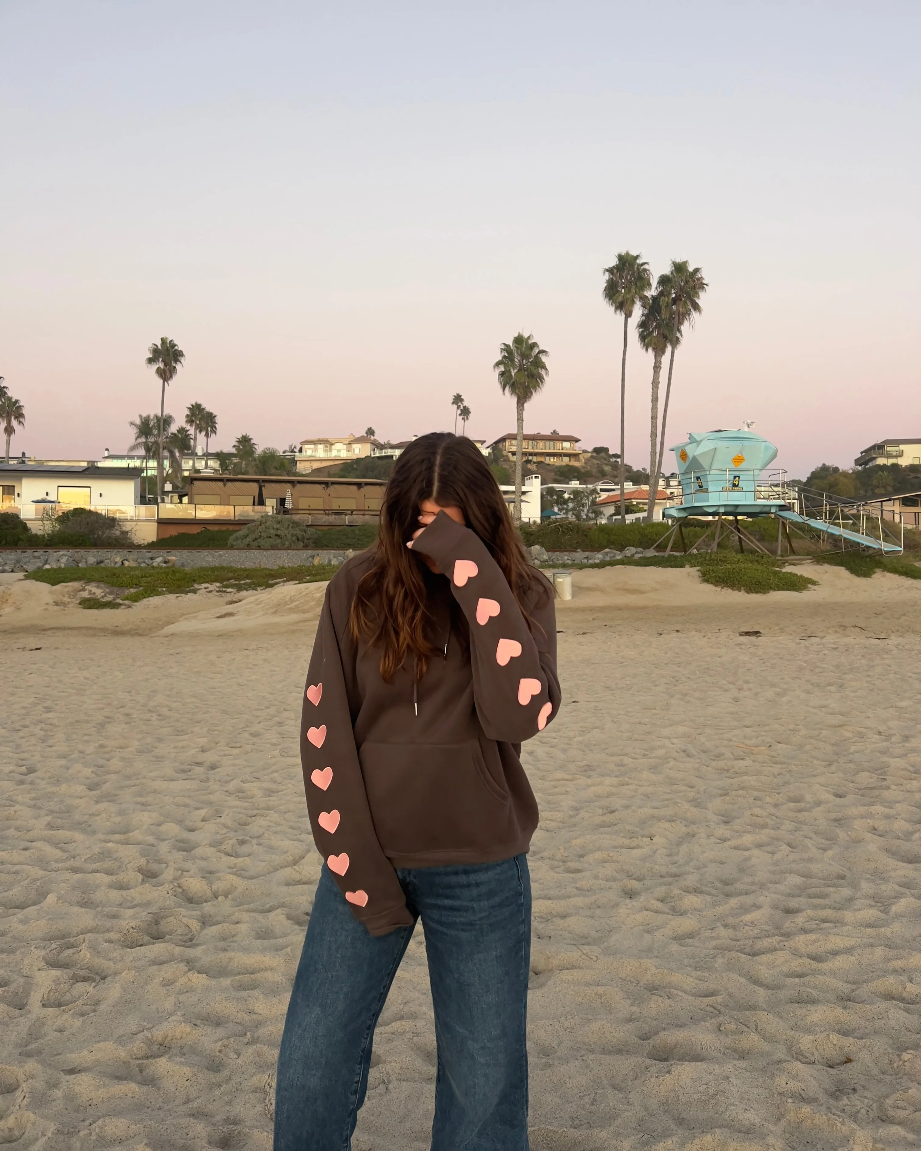 "Heart on My Sleeve" Oversized Lux Hoodie in Charcoal Gray