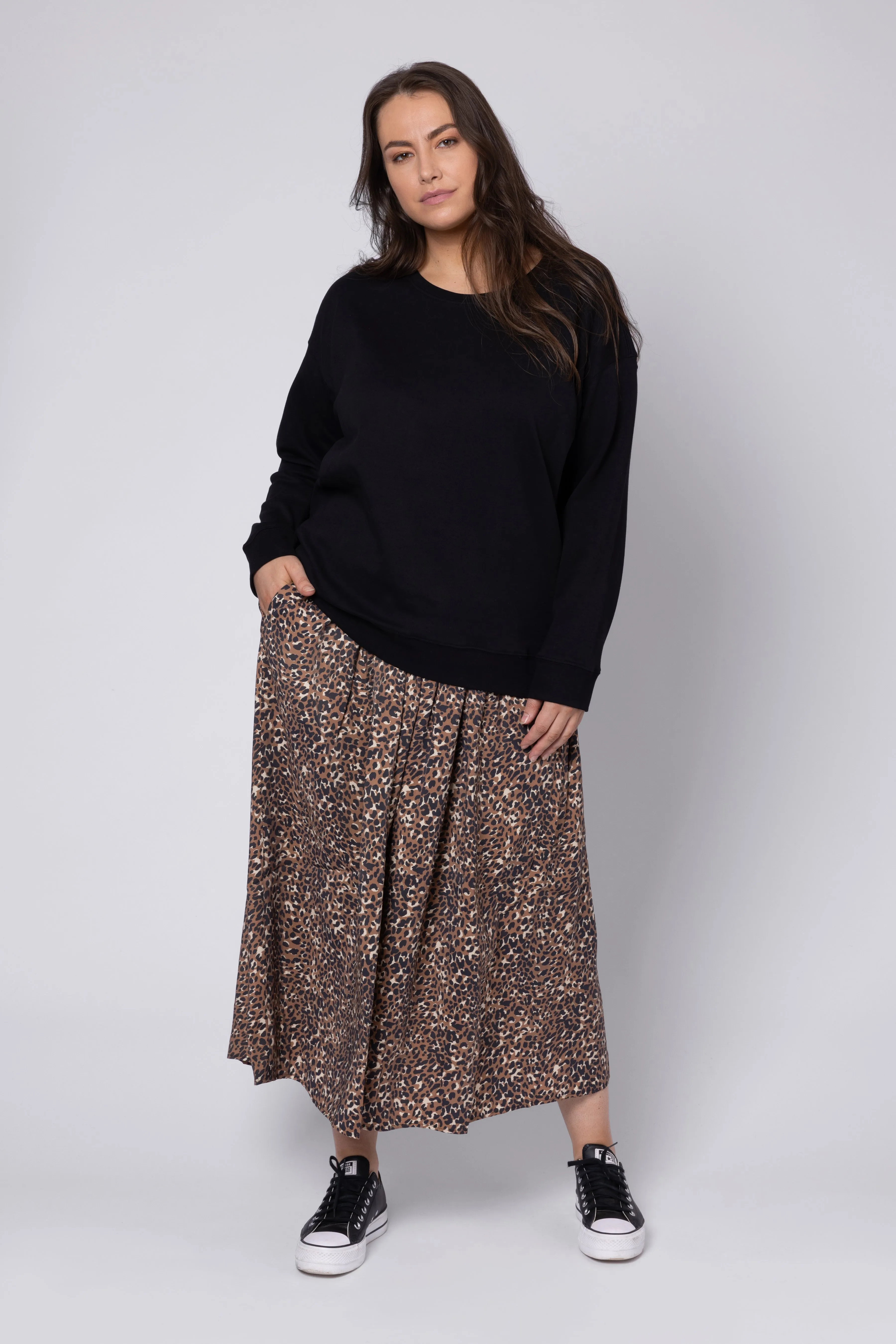 SAFFY LEOPARD SKIRT (MULTI BROWN)