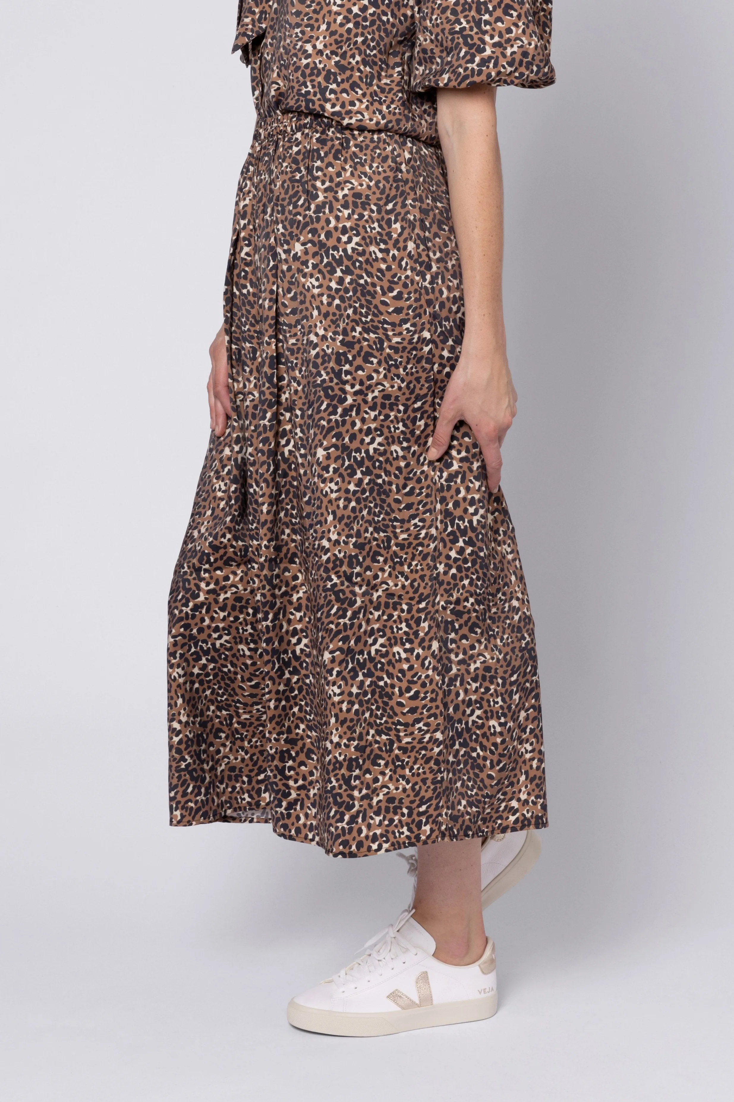 SAFFY LEOPARD SKIRT (MULTI BROWN)