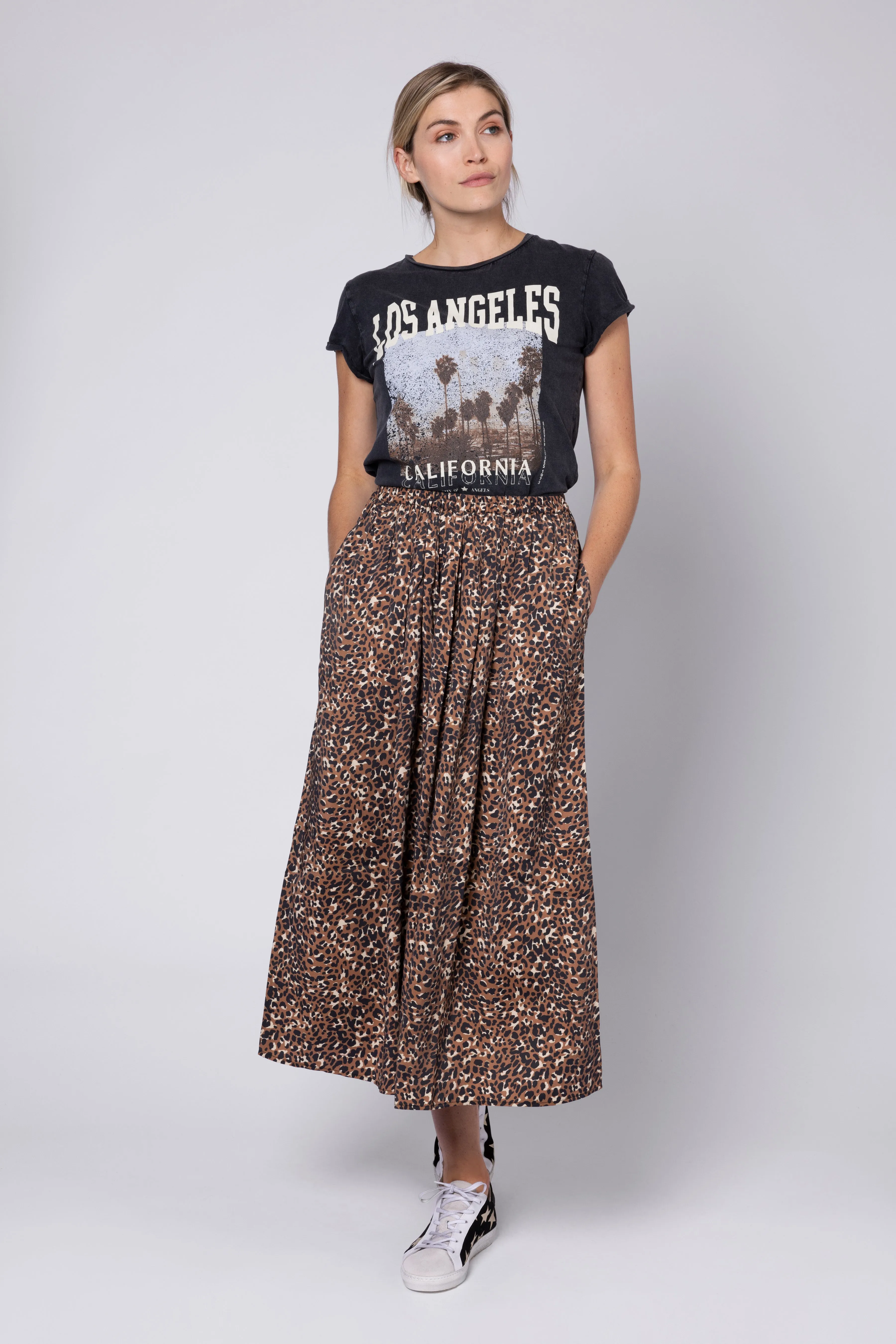 SAFFY LEOPARD SKIRT (MULTI BROWN)