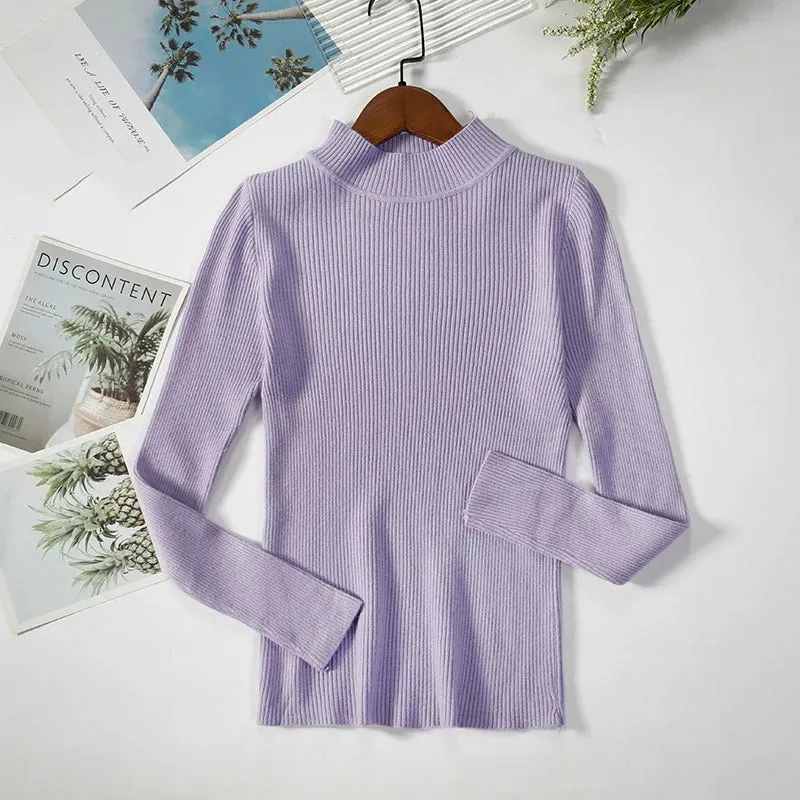 Turtleneck Sweater Women Knitted Soft Pullovers cashmere Jumpers Basic Solid Soft Sweaters Women Autumn Winter Casual Top