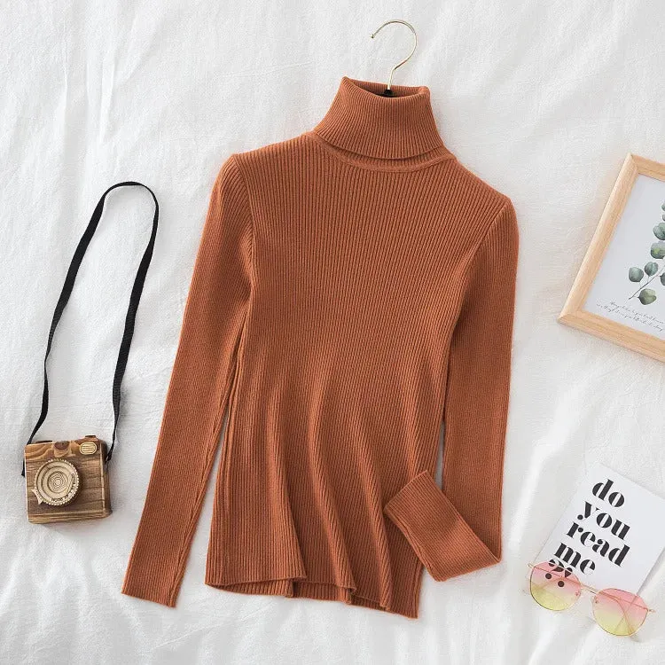 Turtleneck Sweater Women Knitted Soft Pullovers cashmere Jumpers Basic Solid Soft Sweaters Women Autumn Winter Casual Top